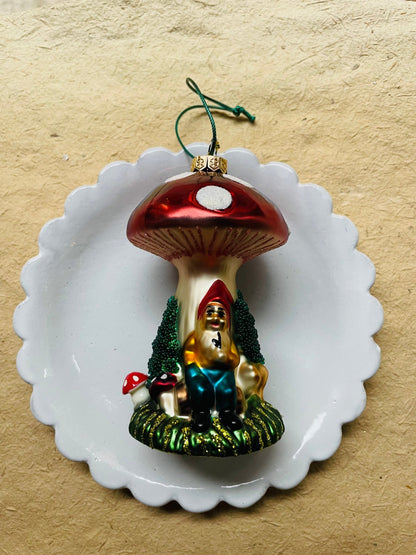 Black Forest Gnome Glass Ornament - Bon Ton goods