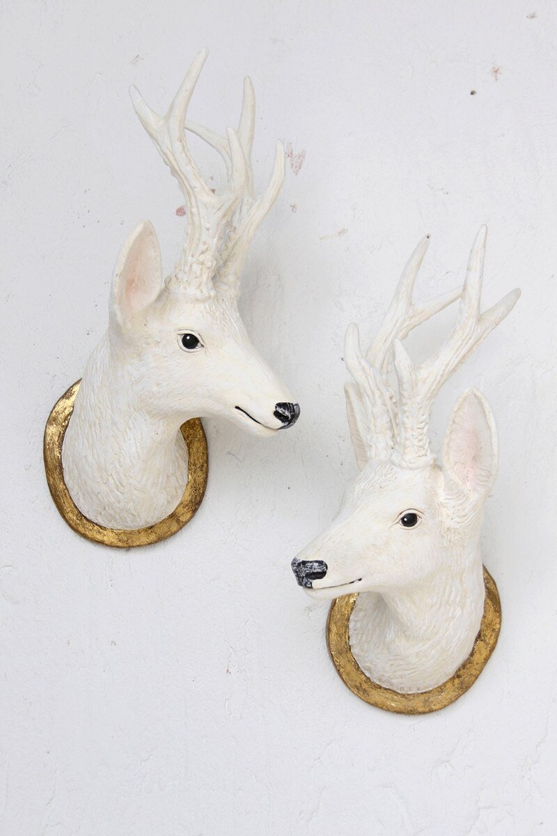 Black Forest Stag - Pair - Antique White: Exclusive Pre-Order - Bon Ton goods