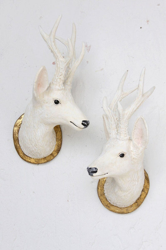 Black Forest Stag - Pair - Antique White: Exclusive Pre-Order - Bon Ton goods