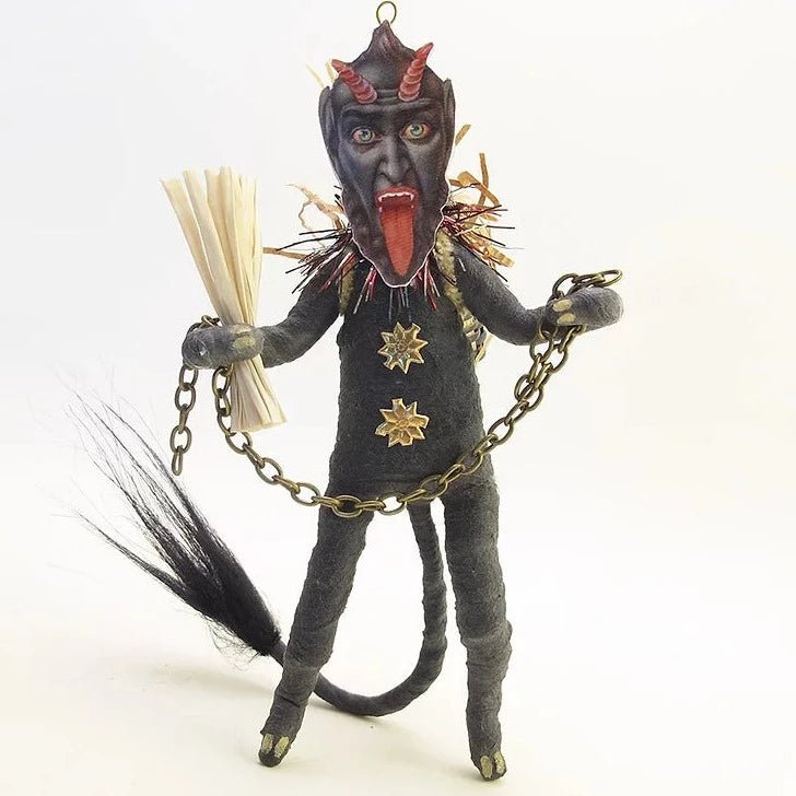 Black Krampus Ornament/Figure - Vintage Inspired Spun Cotton - Bon Ton goods