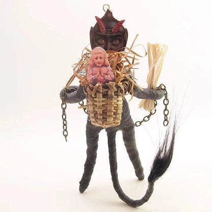 Black Krampus Ornament/Figure - Vintage Inspired Spun Cotton | Vintage by Crystal Spun Cotton Ornament - Bon Ton goods