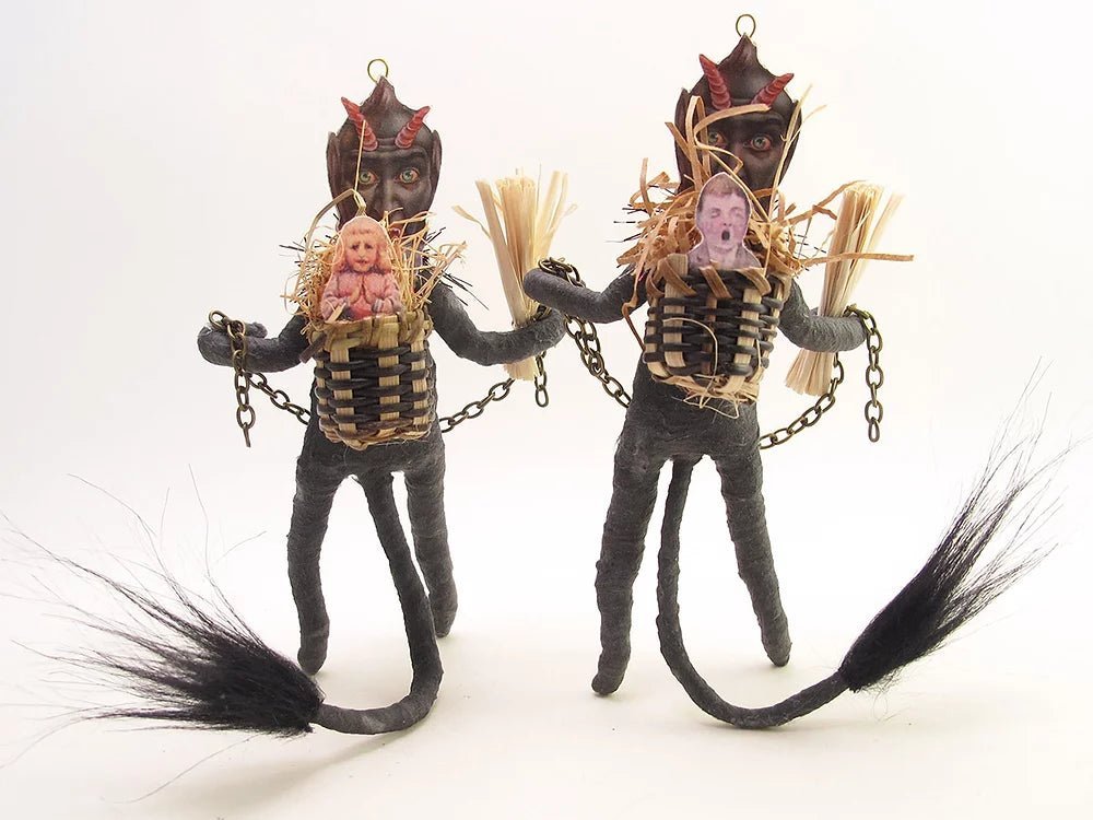 Black Krampus Ornament/Figure - Vintage Inspired Spun Cotton | Vintage by Crystal Spun Cotton Ornament - Bon Ton goods