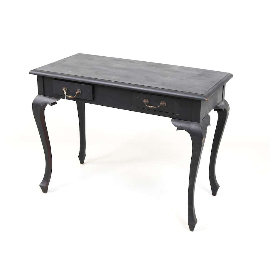 Black Rococo Style Writing Desk with Two Drawers - Bon Ton goods