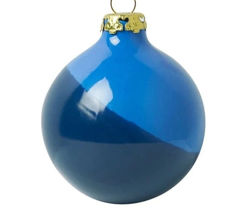 Blue 2 Dip Dye Christmas Bauble - Bon Ton goods
