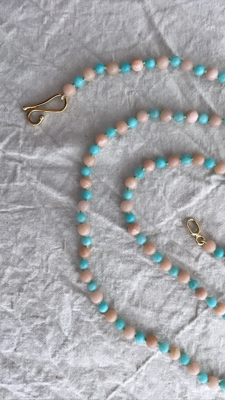 Blue Amazonite and Pink Opal Necklace - Bon Ton goods