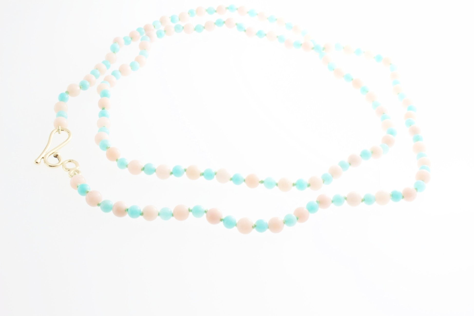 Blue Amazonite and Pink Opal Necklace - Bon Ton goods