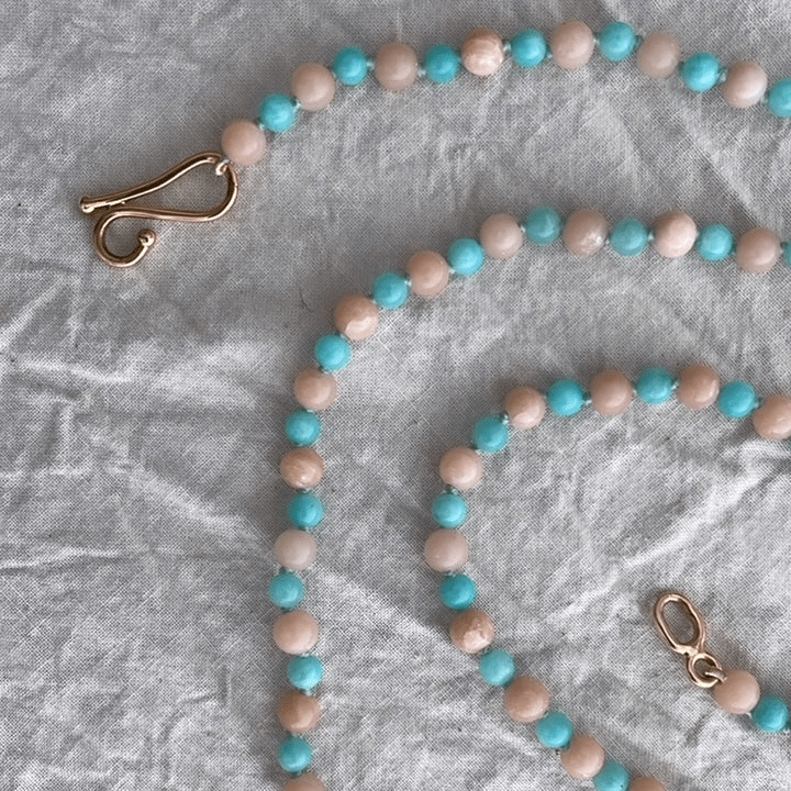 Blue Amazonite and Pink Opal Necklace | Mikkel Brøgger - Bon Ton goods