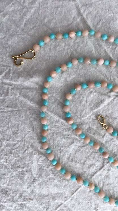 Blue Amazonite and Pink Opal Necklace | Mikkel Brøgger - Bon Ton goods