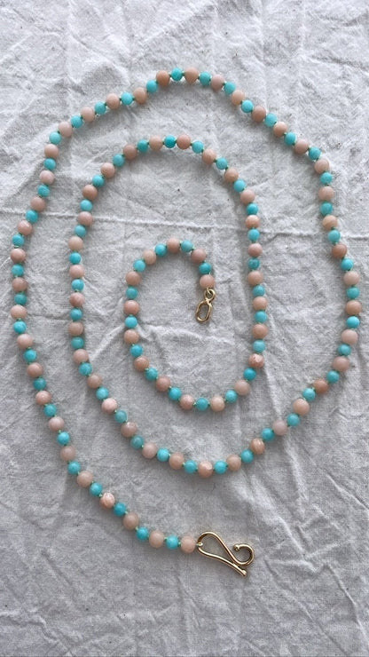 Blue Amazonite and Pink Opal Necklace | Mikkel Brøgger - Bon Ton goods