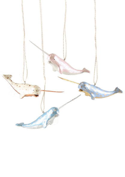 Blue and Gold Festive Narwhal | Christmas Ornament - Bon Ton goods