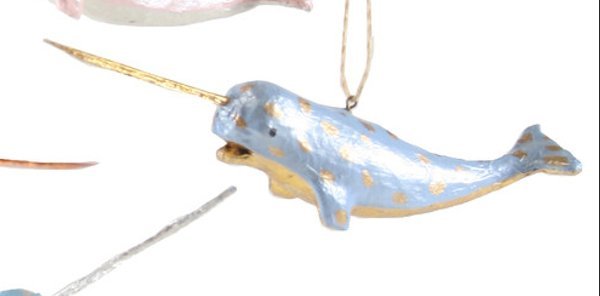 Blue and Gold Festive Narwhal | Christmas Ornament - Bon Ton goods
