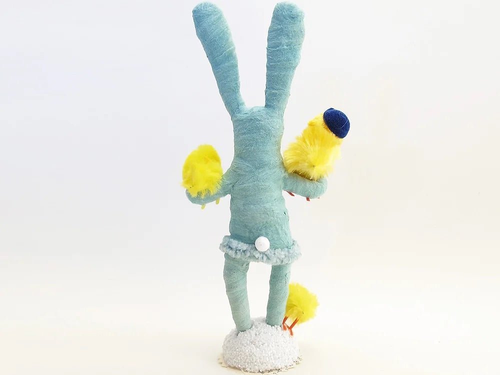 Blue Chick Collecting Bunny Child Figure - Vintage by Crystal | Vintage by Crystal Spun Cotton Ornament - Bon Ton goods
