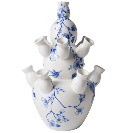 Blue Orchid Three Gourd Tulip Vase | Heinen Delfts Blauw - Bon Ton goods