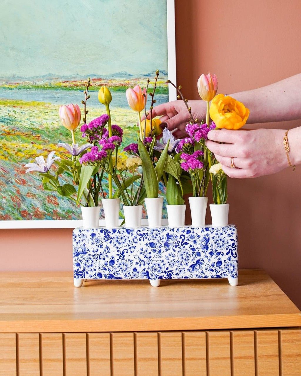 Blue Rectangle Tulip Vase | Heinen Delfts Blauw - Bon Ton goods