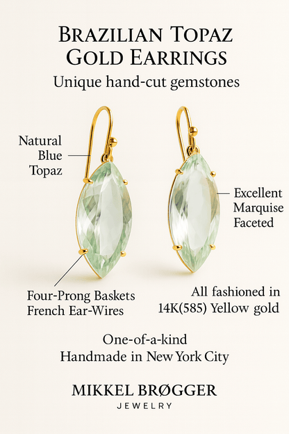 Blue Topaz Gold Earrings | Mikkel Brøgger - Bon Ton goods