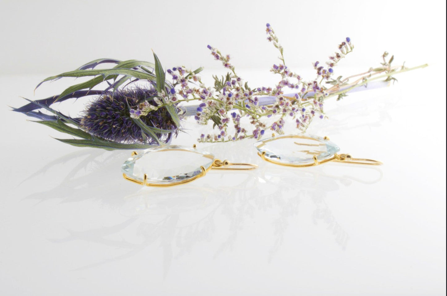 Blue Topaz Gold Earrings | Mikkel Brøgger - Bon Ton goods