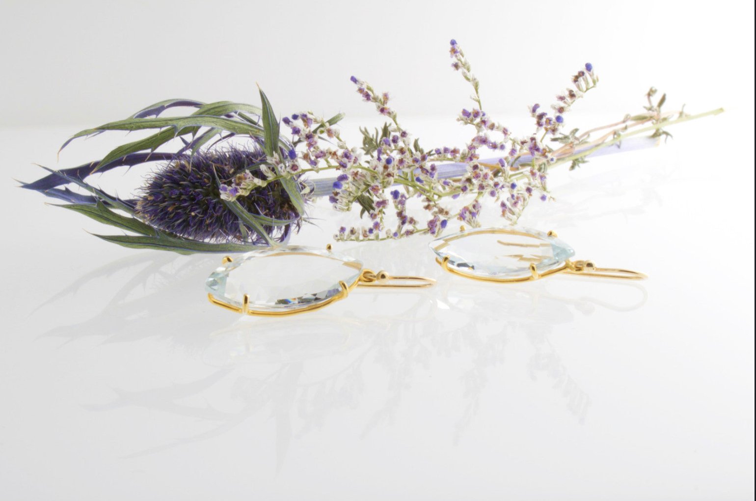 Blue Topaz Gold Earrings | Mikkel Brøgger - Bon Ton goods