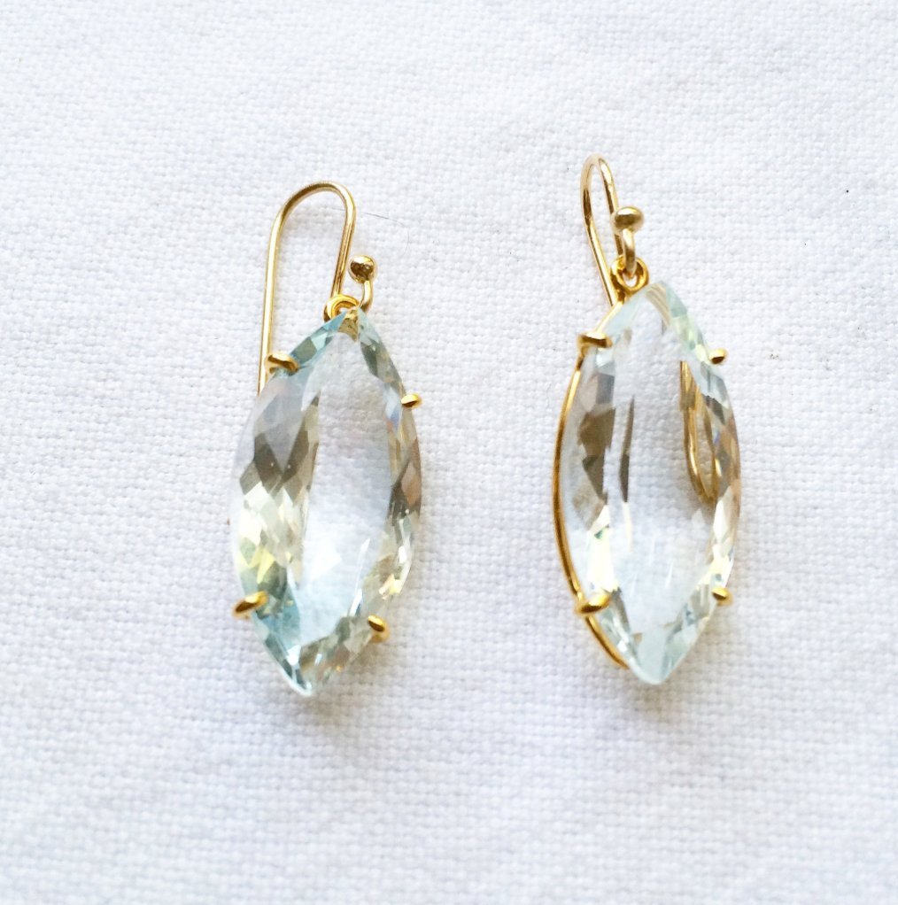Blue Topaz Gold Earrings | Mikkel Brøgger - Bon Ton goods