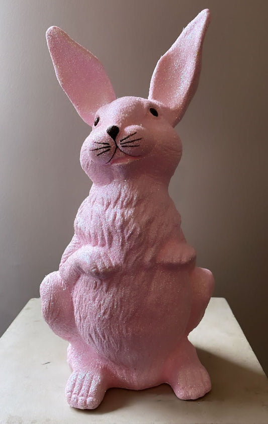 Blush Glitter Large Upright Bunny | Ino Schaller - Bon Ton goods