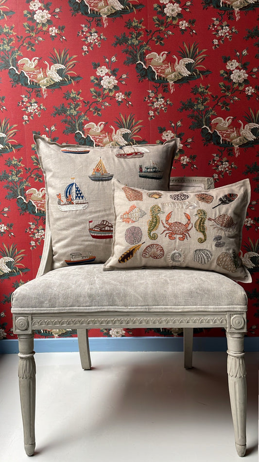 Boats Pattern Pillow by Coral & Tusk styled at BON TON goods