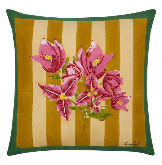 Bougainvillea Stripes Off White Mustard Pillow Cushion Cover 45x45 | Lisa Corti - Bon Ton goods