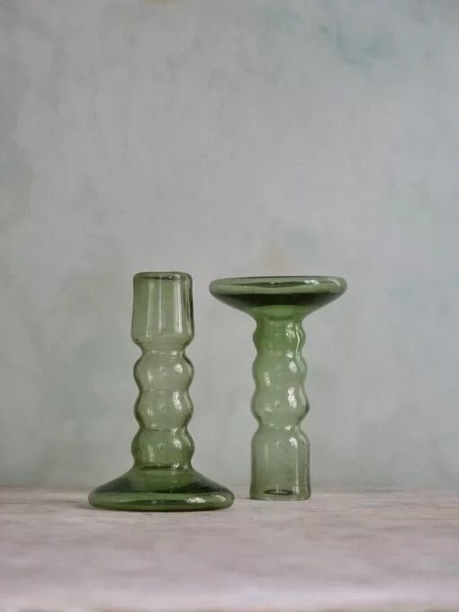 Bougeoir Bulles Vert Fumé | La Soufflerie - Bon Ton goods