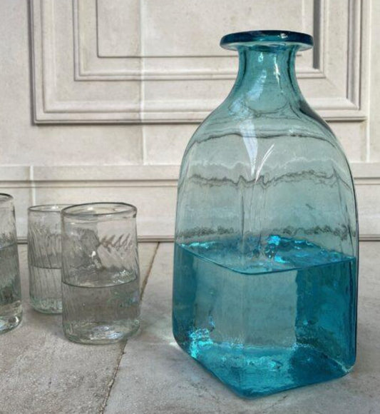 Bouteille Carre Grand Turquoise | La Soufflerie - Bon Ton goods