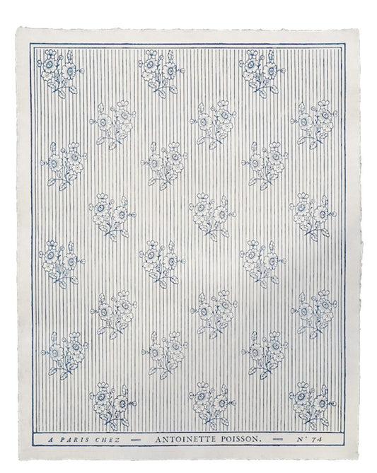 'Boutonnières' Bleu Indigo Handmade Domino Paper | Antoinette Poisson - Bon Ton goods