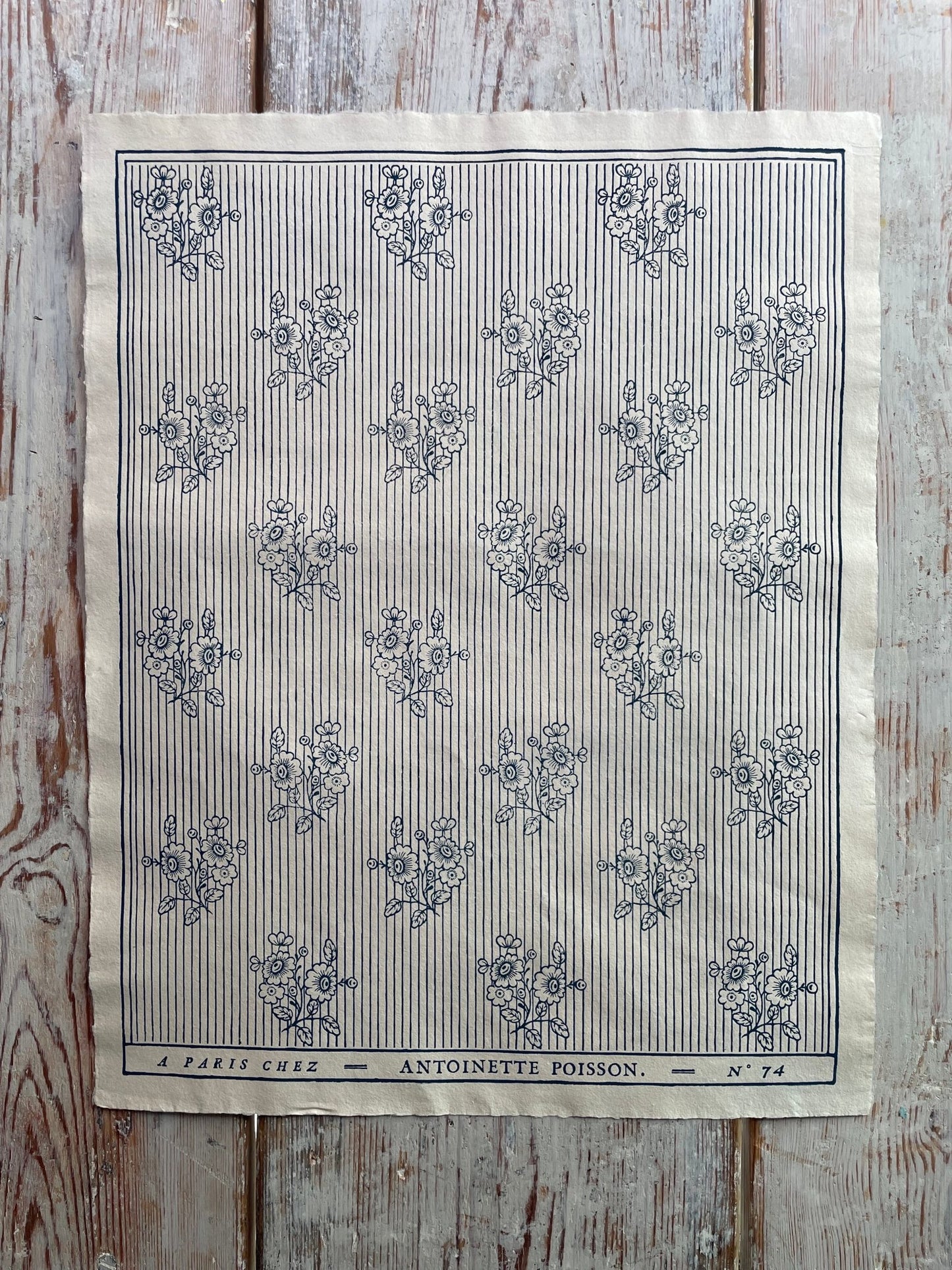 'Boutonnières' Bleu Indigo Handmade Domino Paper | Antoinette Poisson - Bon Ton goods