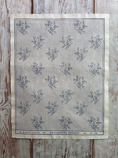 'Boutonnières' Bleu Indigo Handmade Domino Paper | Antoinette Poisson - Bon Ton goods