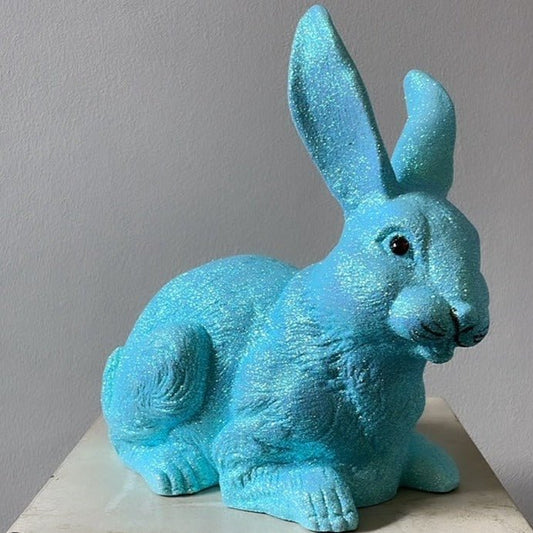 Bright Blue Glitter Bunny Lying | Ino Schaller - Bon Ton goods