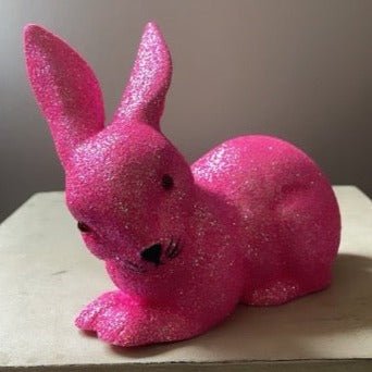 Bright Pink Glitter Small Bunny Lying - Ino Schaller - Bon Ton goods