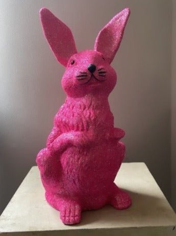 Bright Pink Glitter Upright Bunny Large | Ino Schaller - Bon Ton goods