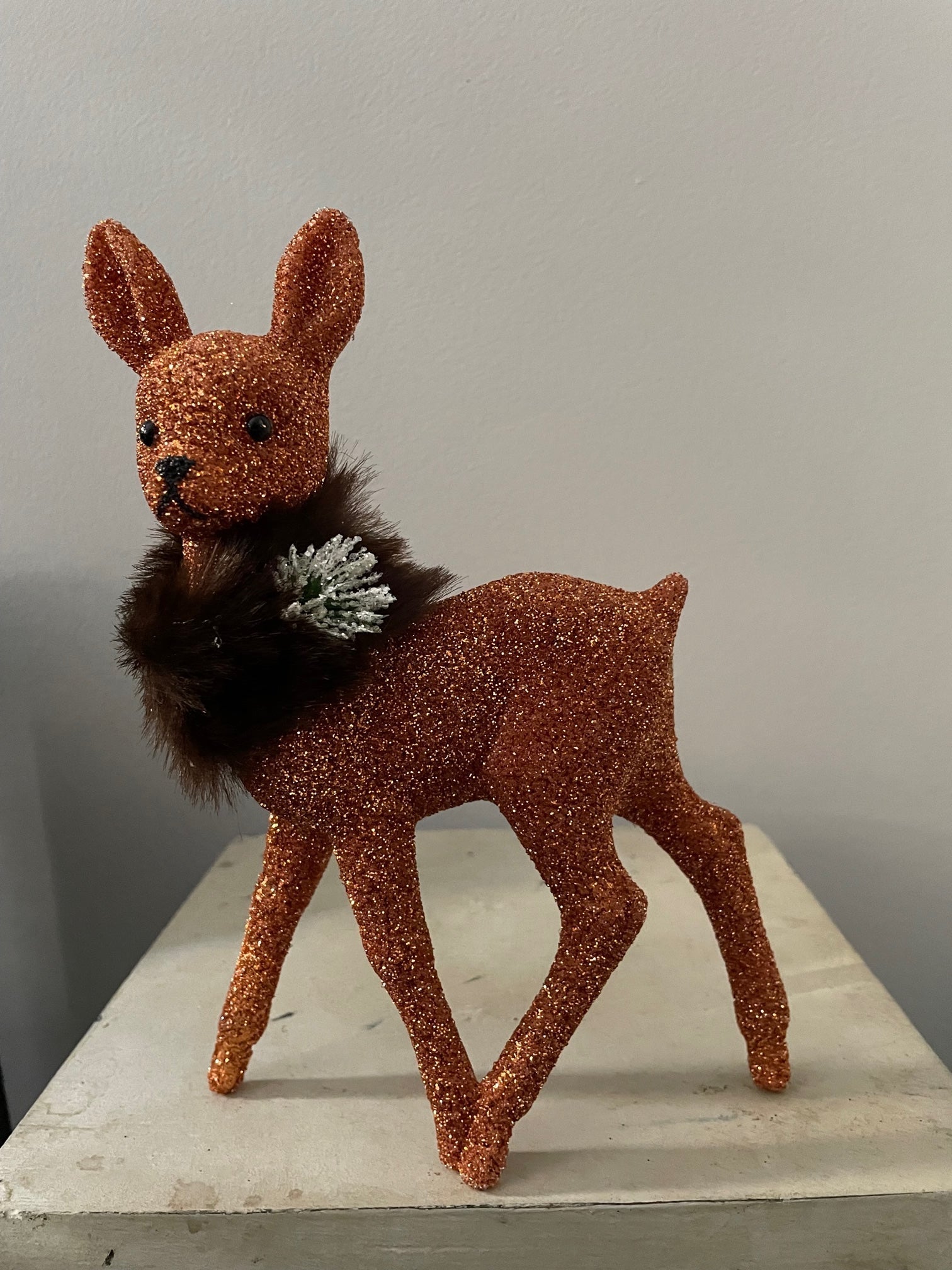 Brilliant Copper Beaded Bambi with Fur | Ino Schaller - Bon Ton goods