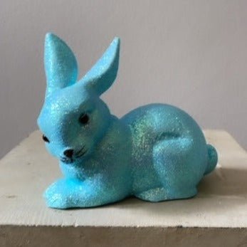 Brilliant Sky Blue Glitter Small Bunny Lying | Ino Schaller - Bon Ton goods