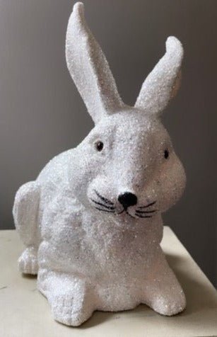 Brilliant White Glitter Bunny Large Lying | Ino Schaller - Bon Ton goods