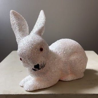 Brilliant White Glitter Small Bunny Lying | Ino Schaller - Bon Ton goods