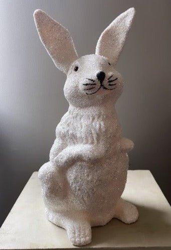 Brilliant White Glitter Upright Bunny, Large | Ino Schaller - Bon Ton goods