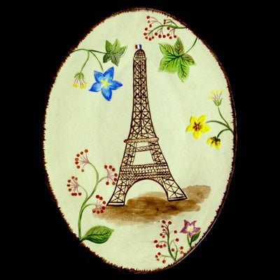 Brown Eiffel Tower Painted Platter - Bon Ton goods