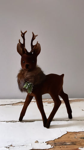 Brown Velvet Deer with Decoration - Bon Ton goods