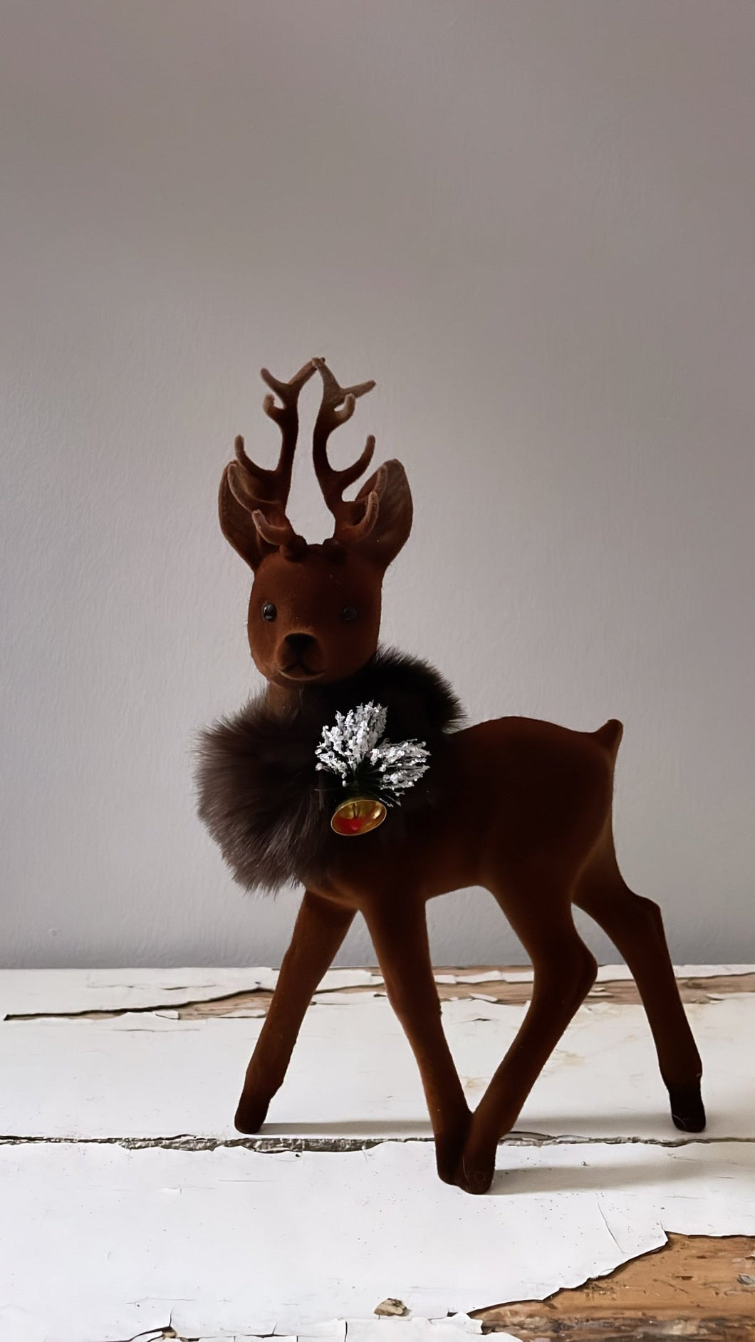 Brown Velvet Deer with Decoration and Bell - Bon Ton goods