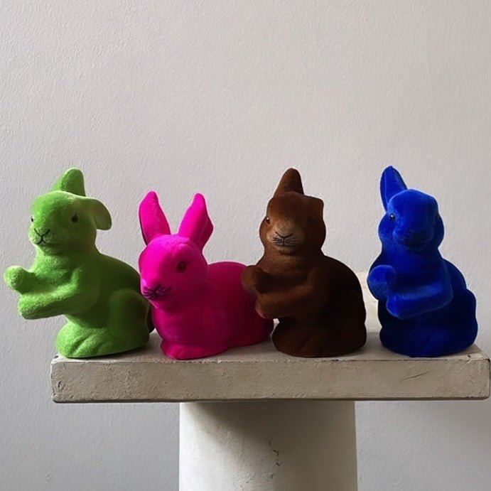 Brown Velvet - Extra Small Sitting Bunny, | Ino Schaller - Bon Ton goods