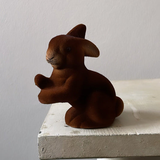 Brown Velvet - Extra Small Sitting Bunny, | Ino Schaller - Bon Ton goods