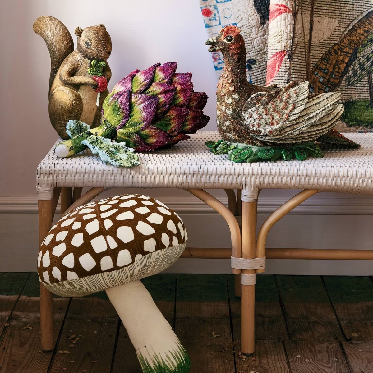 Brown Velvet Mushroom Pillow | John Derian - Bon Ton goods