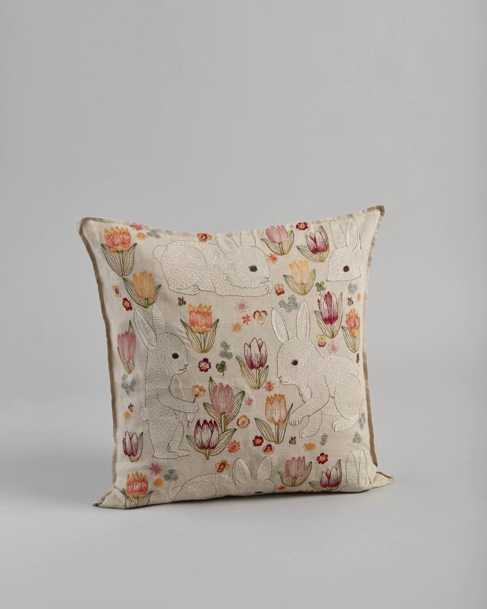 Bunnies and Blooms Pillow | Coral & Tusk - Bon Ton goods