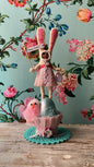 Bunny Girl Standing On Egg Figure - Vintage by Crystal | Vintage by Crystal Spun Cotton Ornament - Bon Ton goods