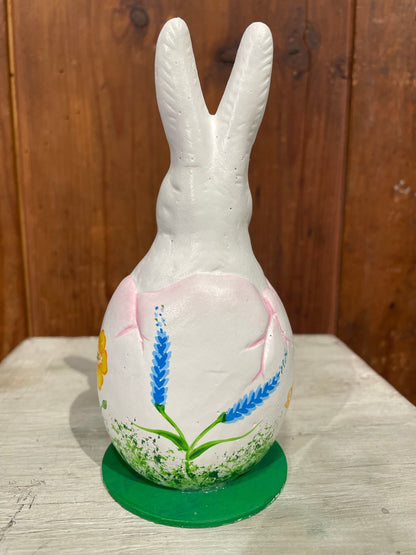 Bunny in White Egg, Hand Painted Flower Decorations | Ino Schaller - Bon Ton goods