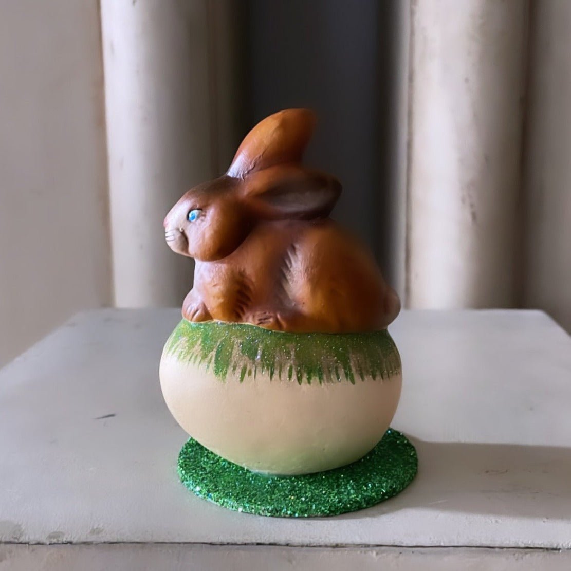 Bunny on Egg with Grass | Ino Schaller - Bon Ton goods