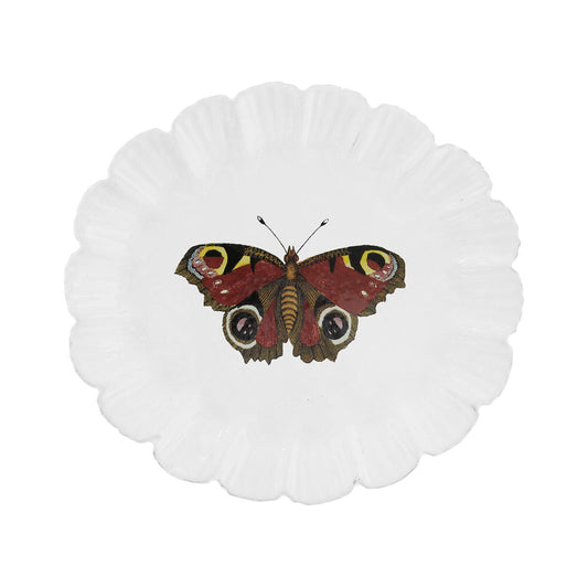 John Derian Burgundy Butterfly Dinner Plate, set of 6 by Astier de Villatte, official product view