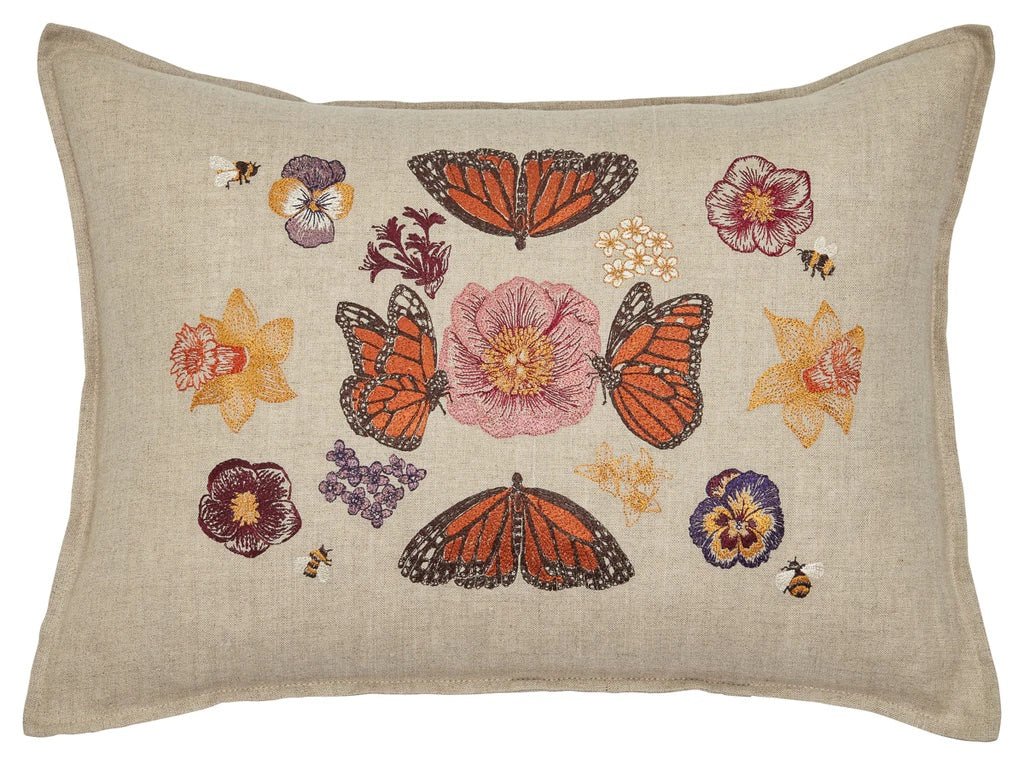 Butterflies and Blooms Pillow - Bon Ton goods